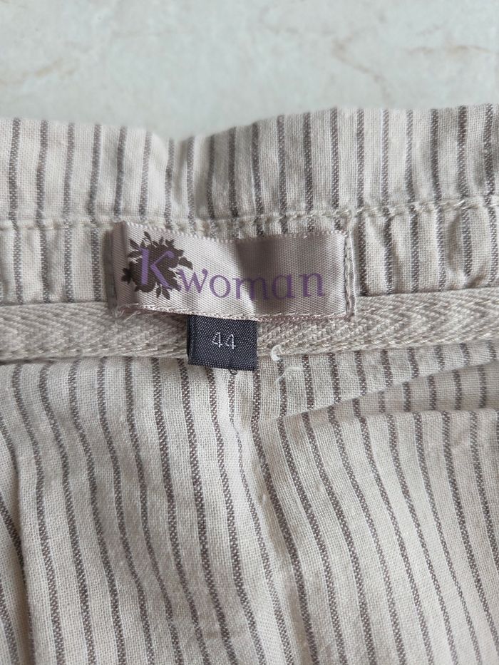 Blouse sans manches rayée lin coton Kwoman T.44 (XXL) - photo numéro 3