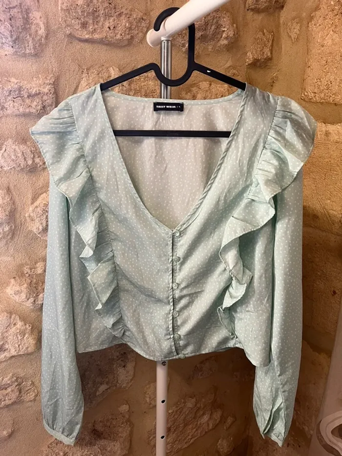 Blouse verte fleurie manche longue - photo numéro 4