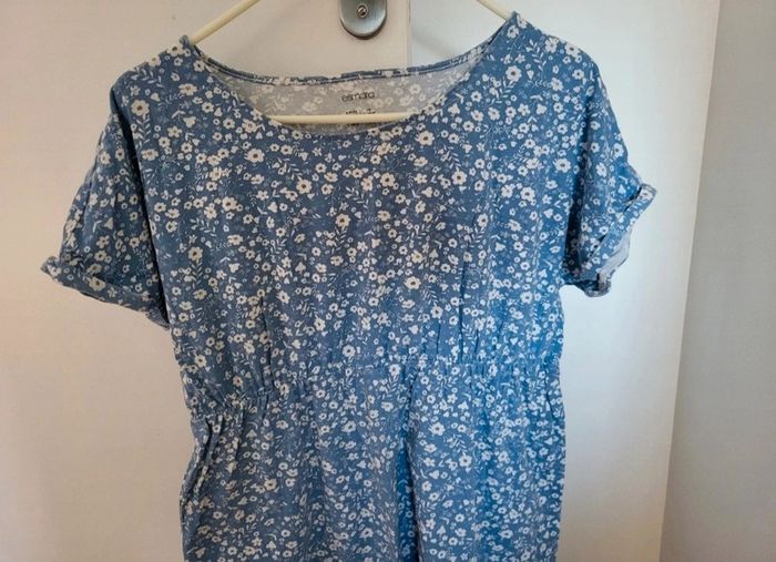 Jolie robe coton parfait pour été bleue a fleurs - photo numéro 3