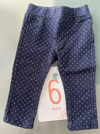 Pantalon bleu à pois - 6 mois