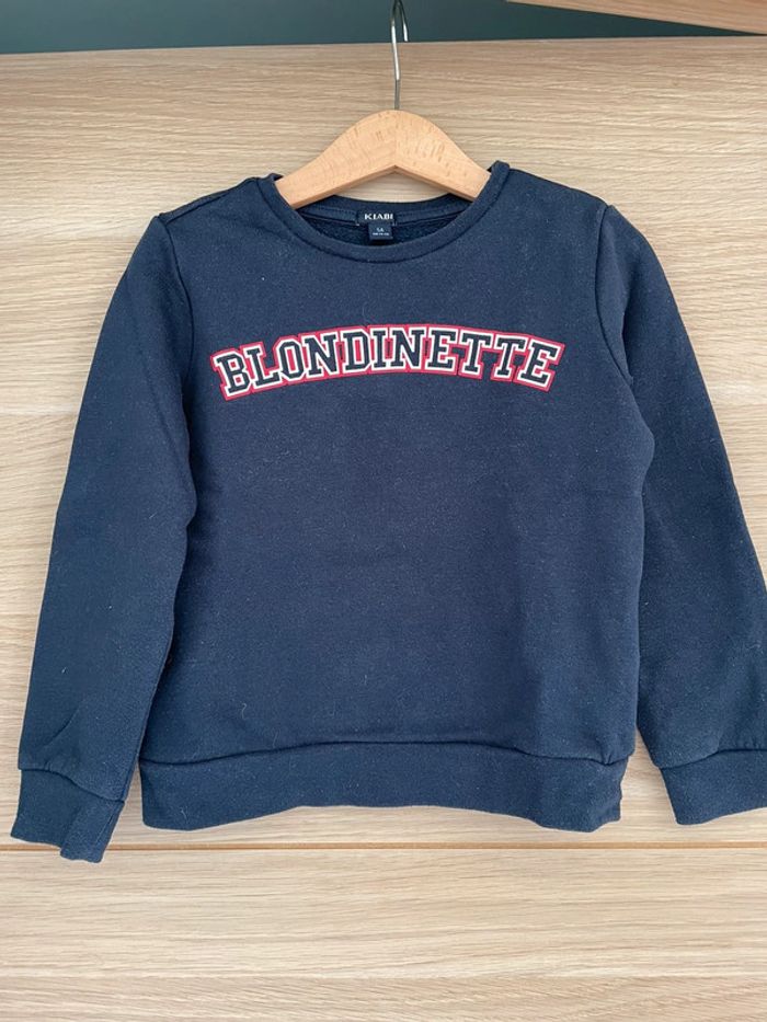 Pull sweat bleu marine Blondinette. Kiabi. 5 ans