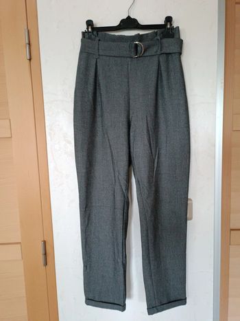 Pantalon ajusté froncé anthracite