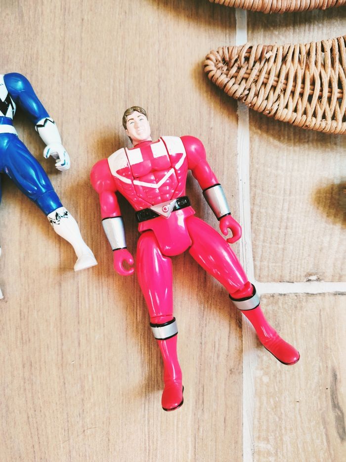 🙅 Power rangers lot de figurines Time force rouge et Lost galaxy bleu marque bandai - photo numéro 2