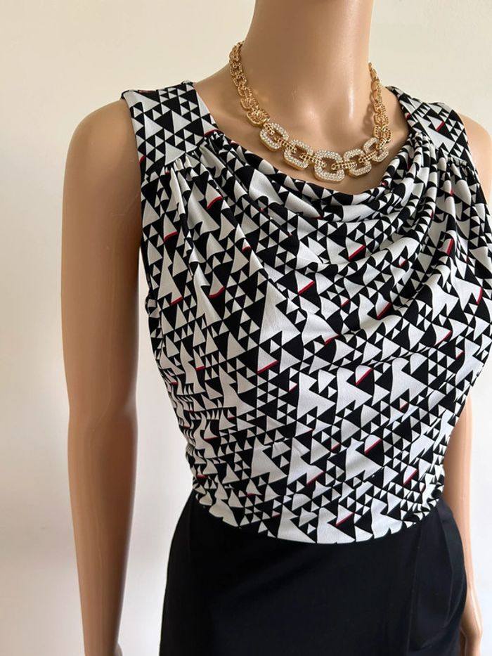 Robe noire et blanche sans manches Esprit taille française S jamais portée - photo numéro 5