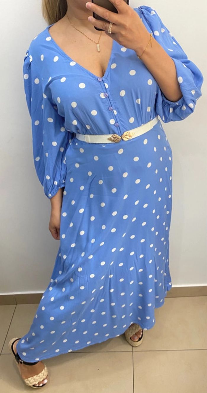 Robe Longue A Pois Taille L - photo numéro 5