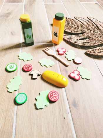 🥗Dinette salade divers légumes bois et feutrine