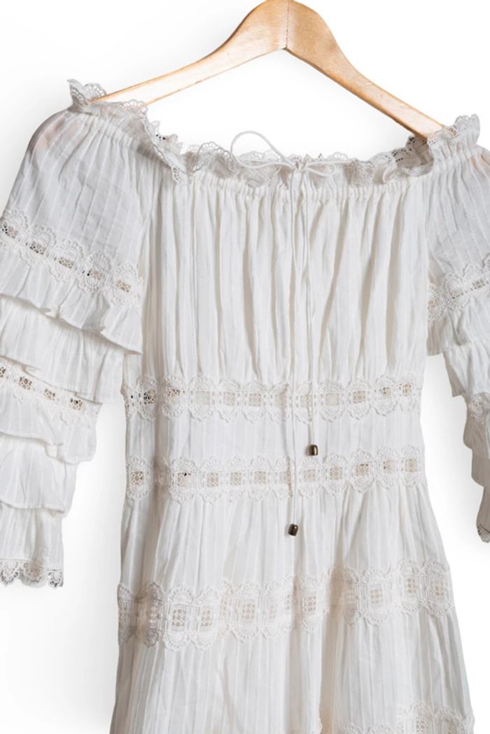 Robe blanche broderie anglaise et dentelle bohème Zimmermann Taille 36 - photo numéro 3