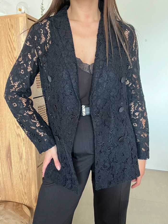 Blazer noir en dentelle Zara - photo numéro 2