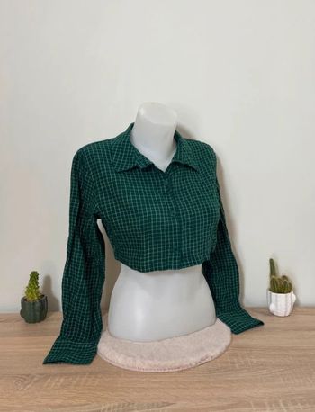 Chemise / crop top vert foncé à carreaux H&M