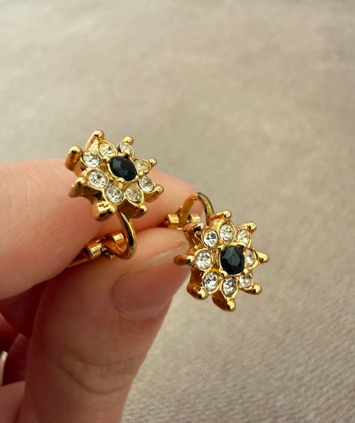 Parure collier et boucles d'oreilles doré avec pierres vintage - photo numéro 9