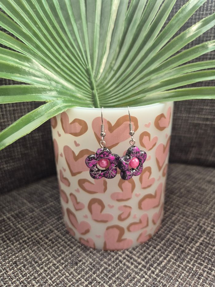 Boucles d’oreilles "Fleurs Fuchsia - photo numéro 2