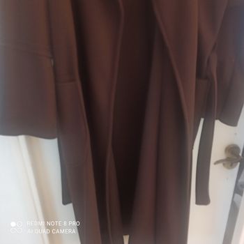 manteau long avec ceinture 2poches manches style mode