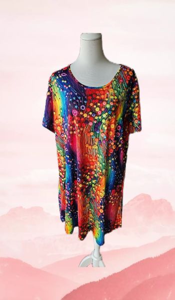 Robe satinée fleurie multicolore