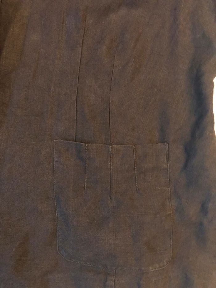AN18- veste en 100% lin couleur chocolat T 50/52 - photo numéro 13