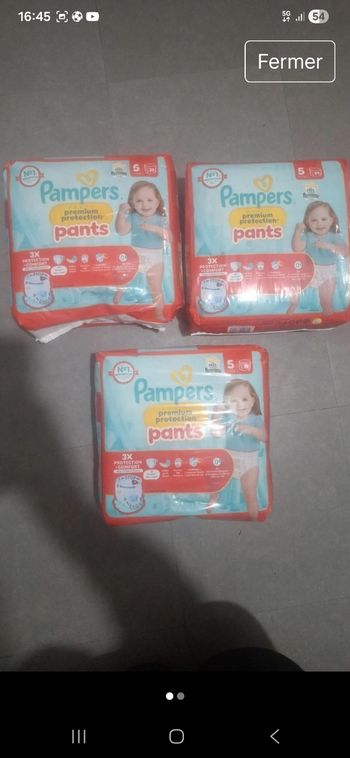 3 paauet couchr pampers premium taille 5 pants neuf