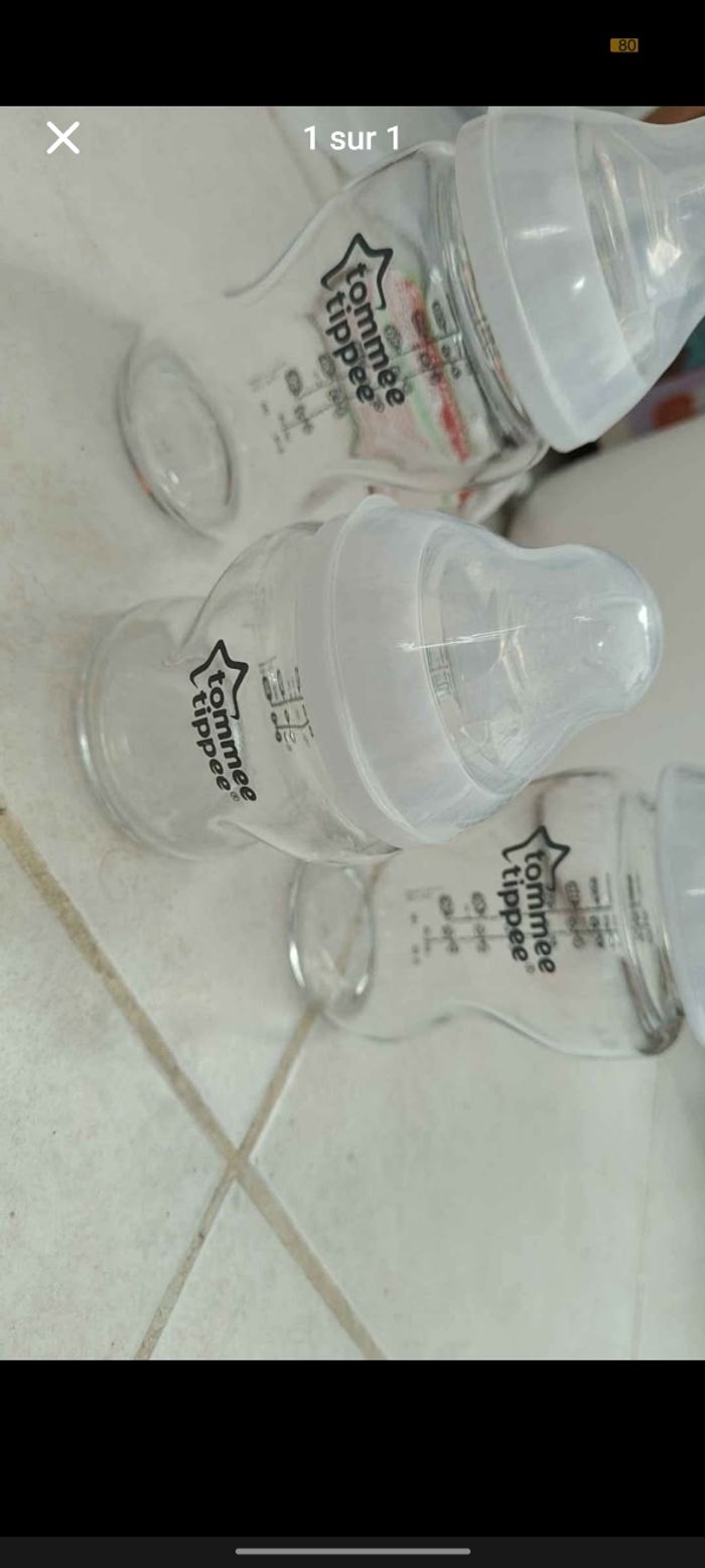 Lot biberon tommy tippee close to nature