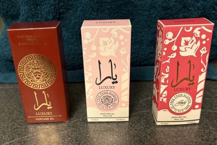 Lot de 3 parfums roll-on 10ml LUXURY – Inspirations Yara Candy, Yara Rose & Assad Bourbon – Sans alcool