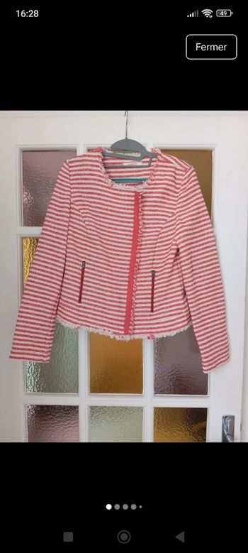 Blazer femme rouge et crème 