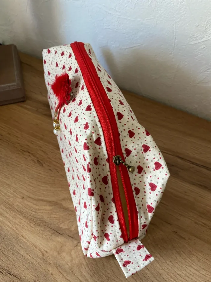 Trousse Maquillage en coton avec poches - photo numéro 3