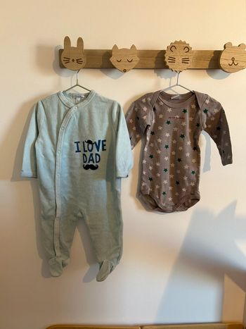 Pyjama velours et body manches longues - 6 mois