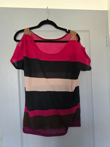 T shirt femme noir/rose S