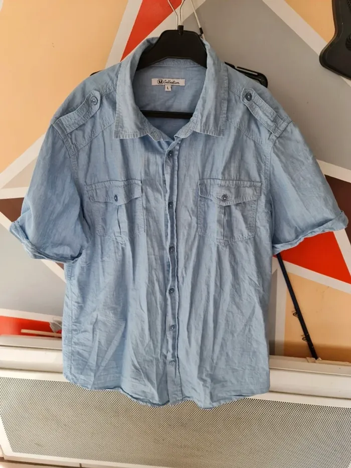 Chemise couleur jeans manche courte taille L