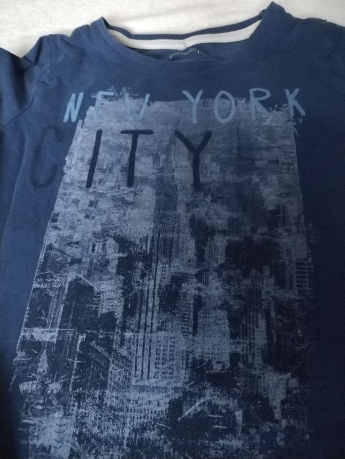 T shirt garçon 7 8 ans manches longues bleu marine new york - photo numéro 2