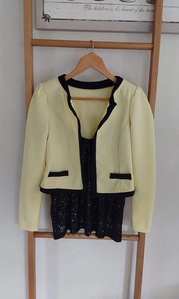 Veste blazer vintage jaune T 36 - photo numéro 5