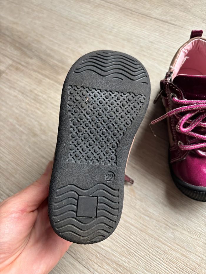 Chaussure fille cuir NA taille 22 neuf rose violet - photo numéro 4
