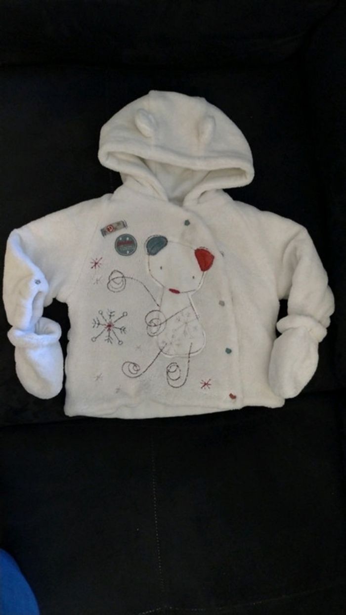 Veste / blouson polaire capuche gants et écharpe