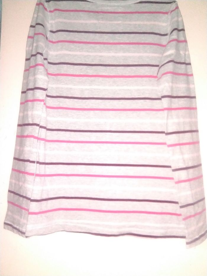 T-shirt gris lignée longue manche - photo numéro 3
