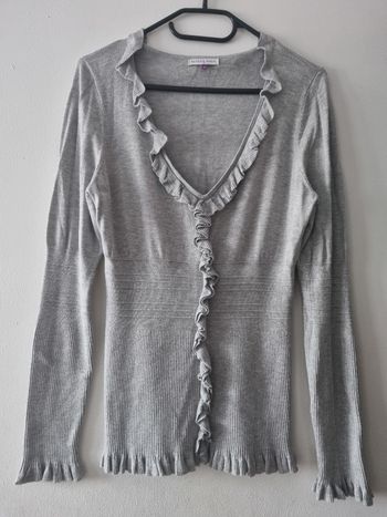 Pull gris col V