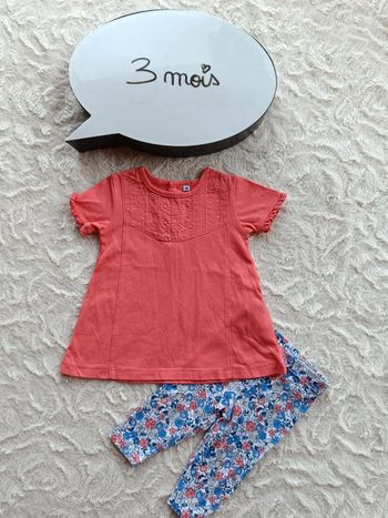 Ensemble été (blouse manches courtes+pantalon legging) Fille 3 mois Fleurs