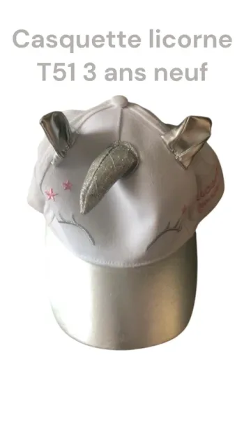 Casquette licorne T51 3 ans neuf 🧢🦄