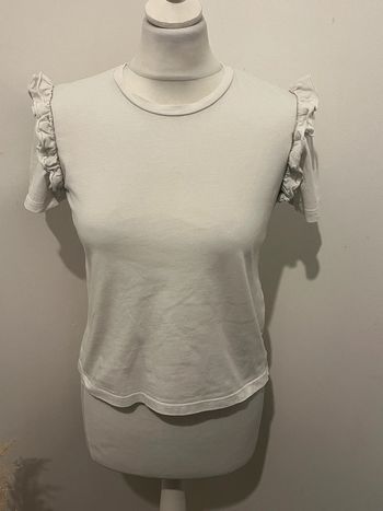Blouse blanche froufrou Zara M