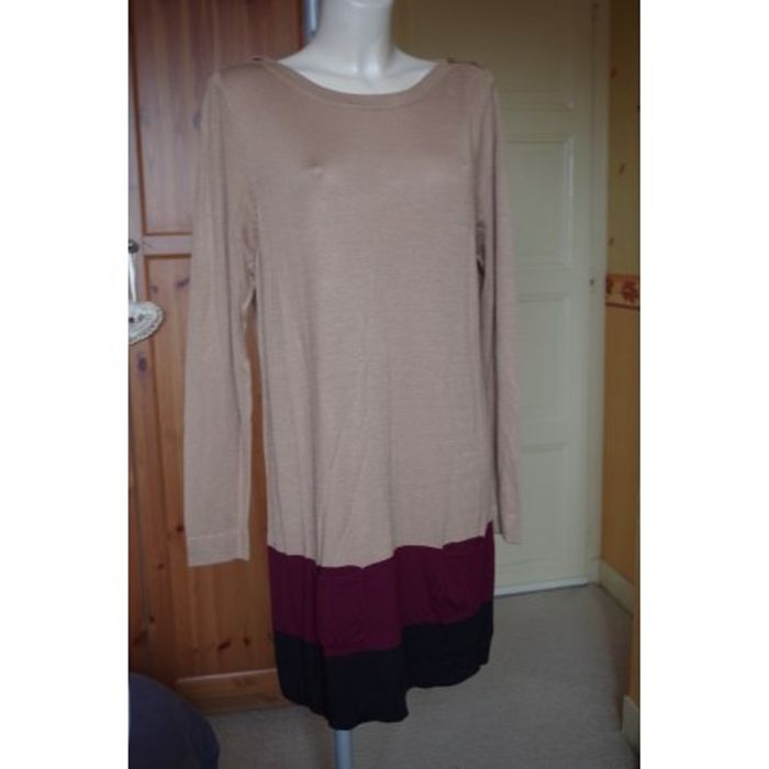 PAUL BRIAL - Robe en maille chaude tricolore  Taille 42
