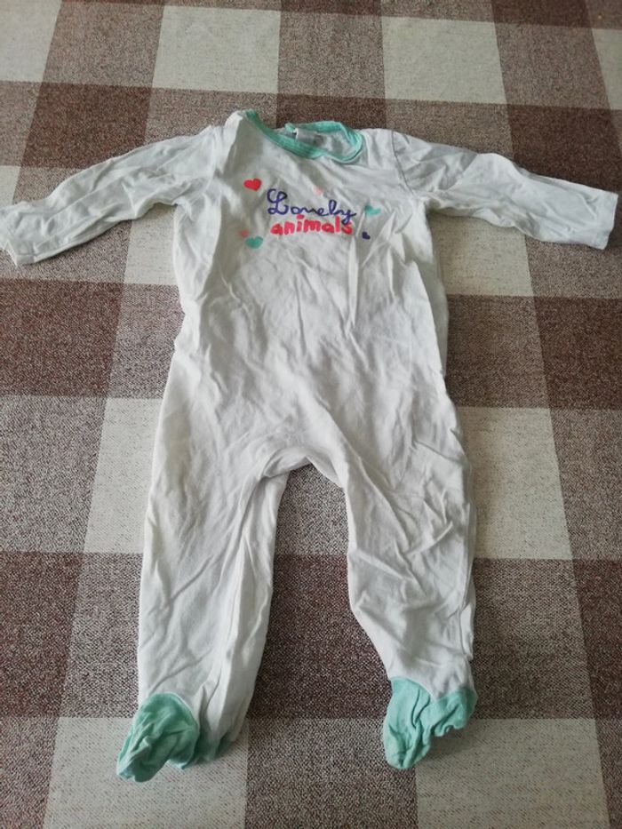 Pijama blanc/vert 12 mois