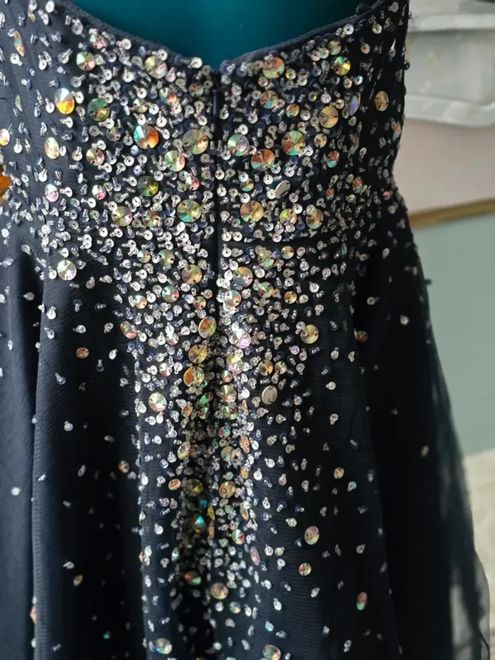 Robe de soirée Corizzi Paris bleu et strass - photo numéro 11