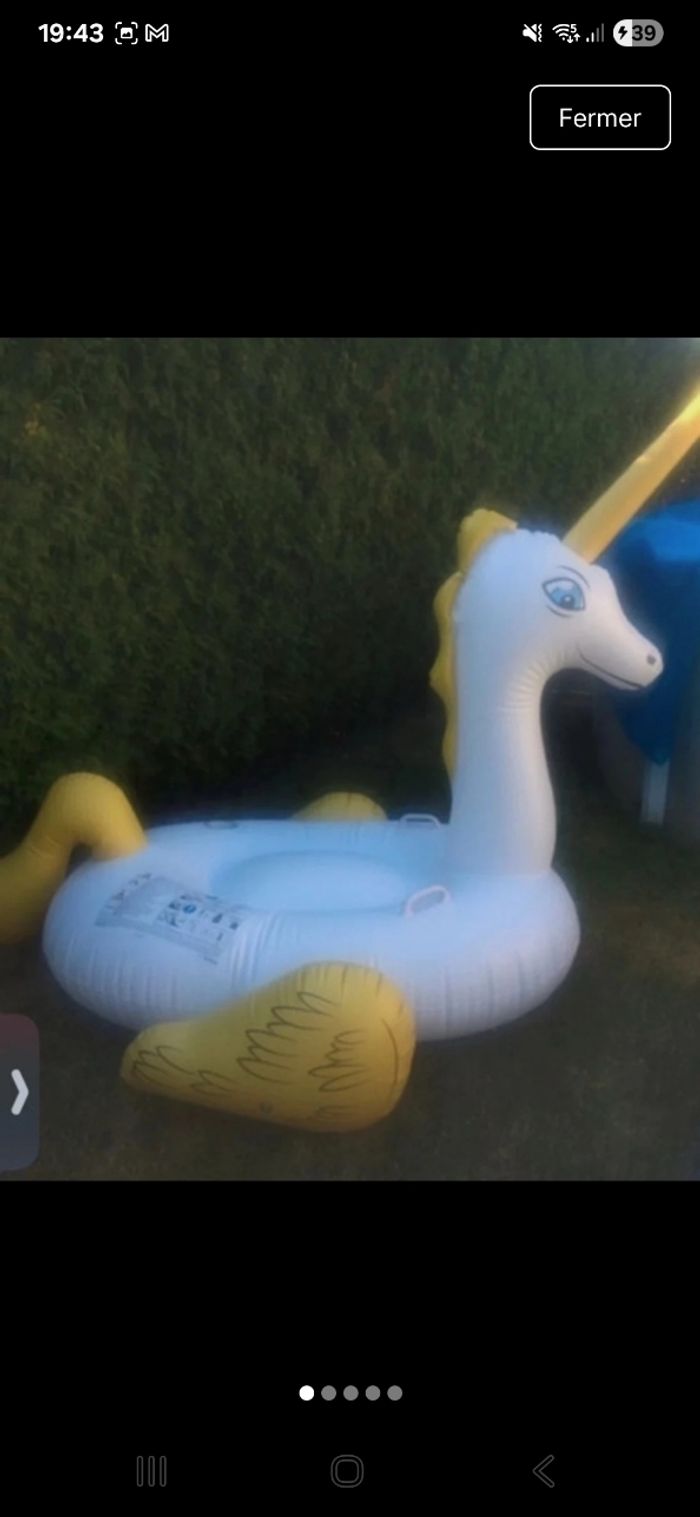 Bouée île gonflable licorne