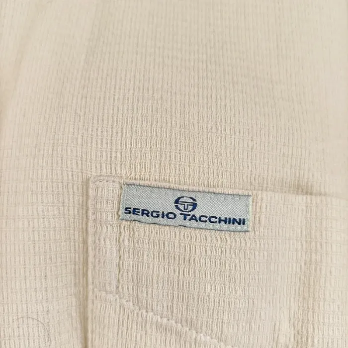 Chemise beige Sergio Tacchini vintage – 100 % coton, manches courtes L A650 - photo numéro 4