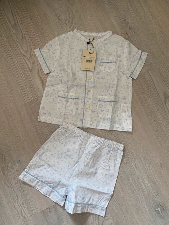 Pyjama short bleu et blanc Gocco 12 18 mois Neuf - photo numéro 2