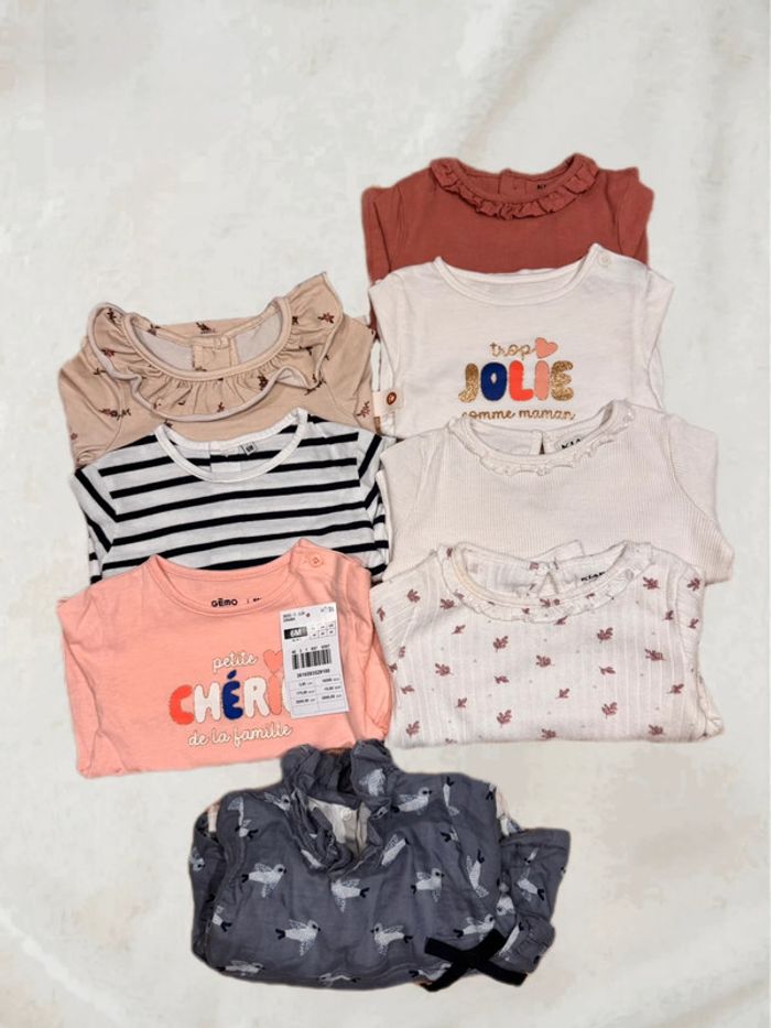 🌷Lot de 8 hauts manches longues fin taille 6 mois🌷