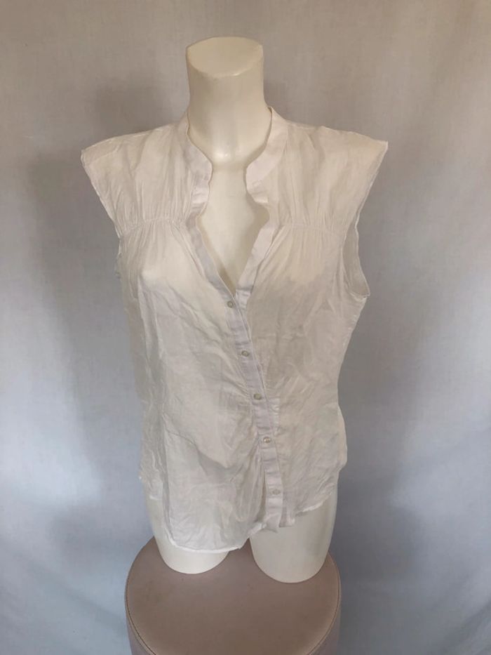 Blouse blanche boutonnage diagonal Kookai taille 40 très bon état