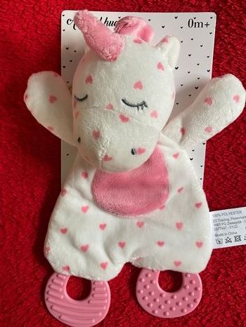 ZDT action doudou plat licorne rose blanc papier bruissant neuf