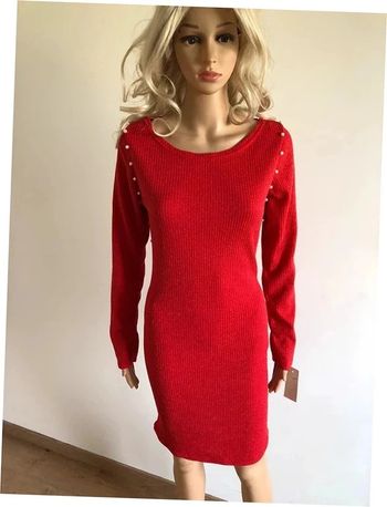 Robe pull rouge pailletée neuve à manches longues Made in Italy taille unique