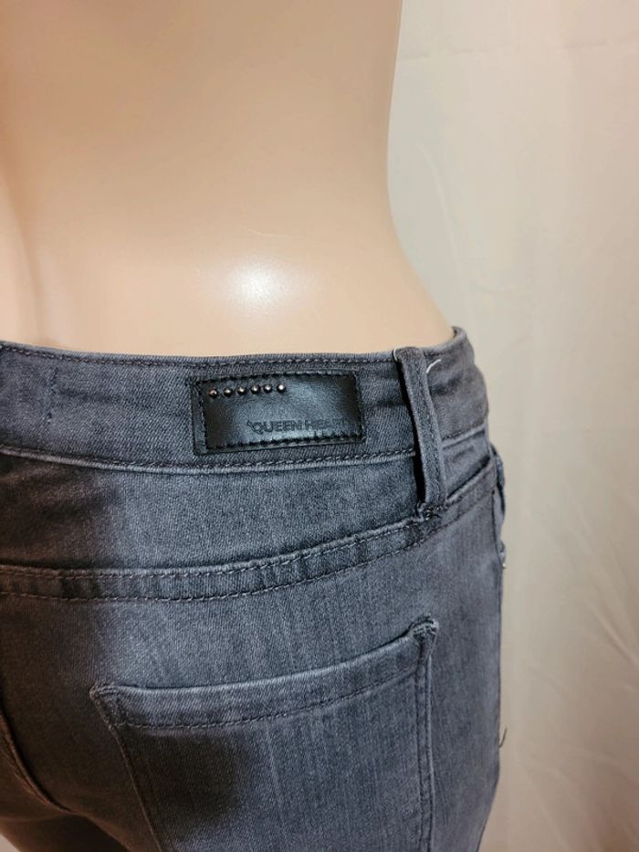 Jean gris skinny taille lacet - photo numéro 3