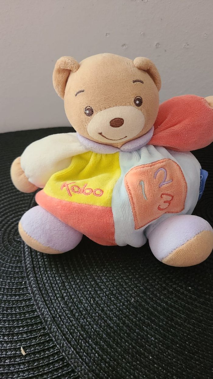 Doudou Ours Patchwork 123 orange bleu 16 cm kaloo - photo numéro 3