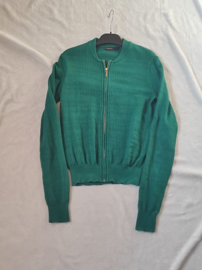 Cardigan zippé vert taille XS - photo numéro 2
