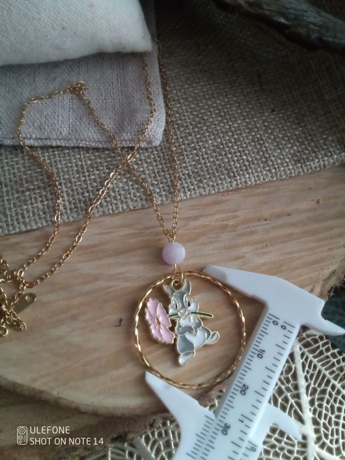 Pendentif pierre kunzite et lapin panpan 🐰. - photo numéro 2