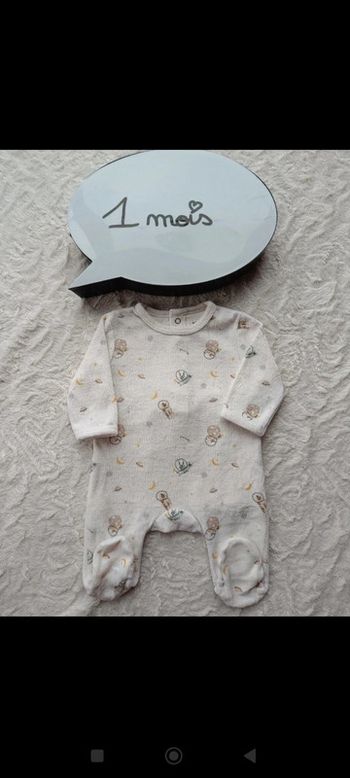 Pyjama grenouillère velours Mixte 1 mois Espace lapin fusée planète Kiabi Eco conception coton bio